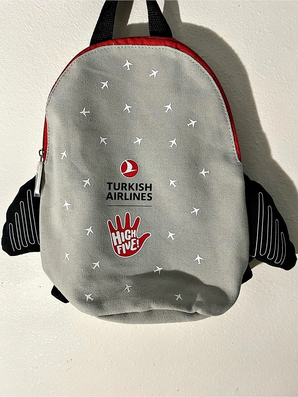 Turkish Airlines High Five Kids Club Airplane Mini Backpack Gray & Black